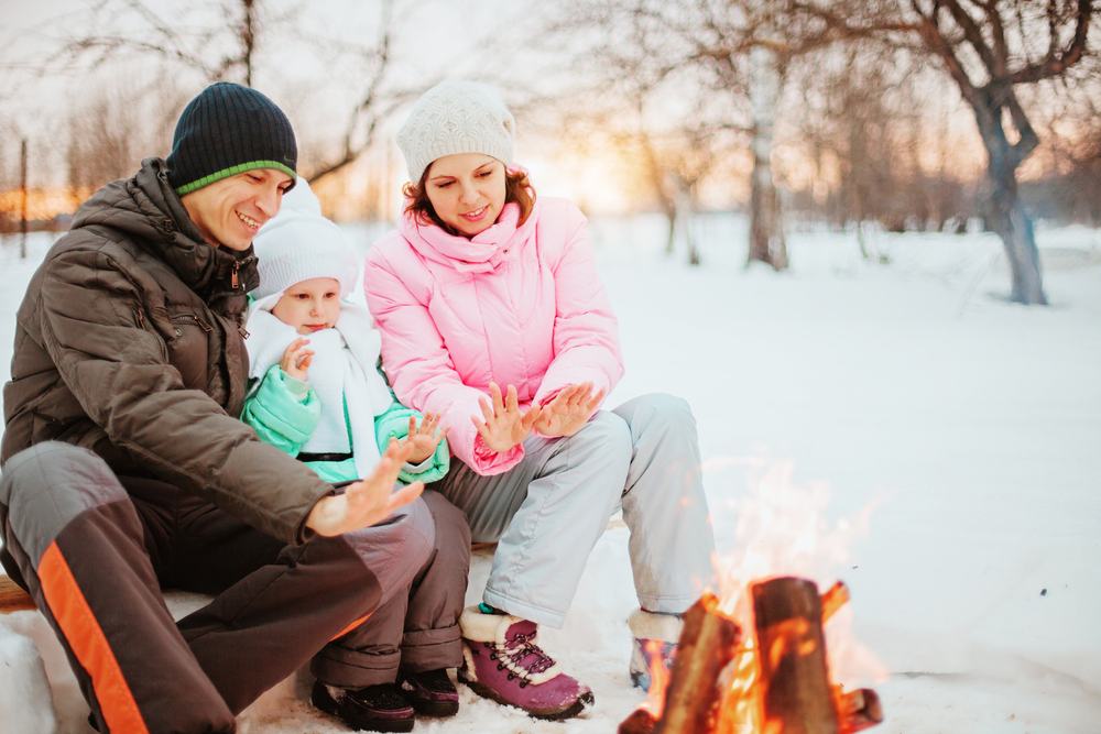 winter camping with kids