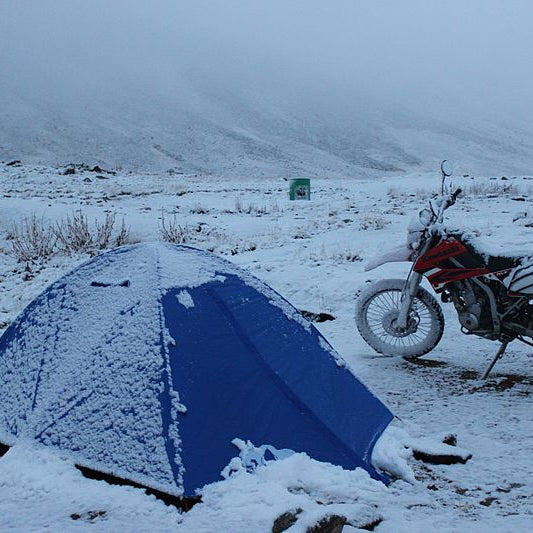 winter motorcycle camping
