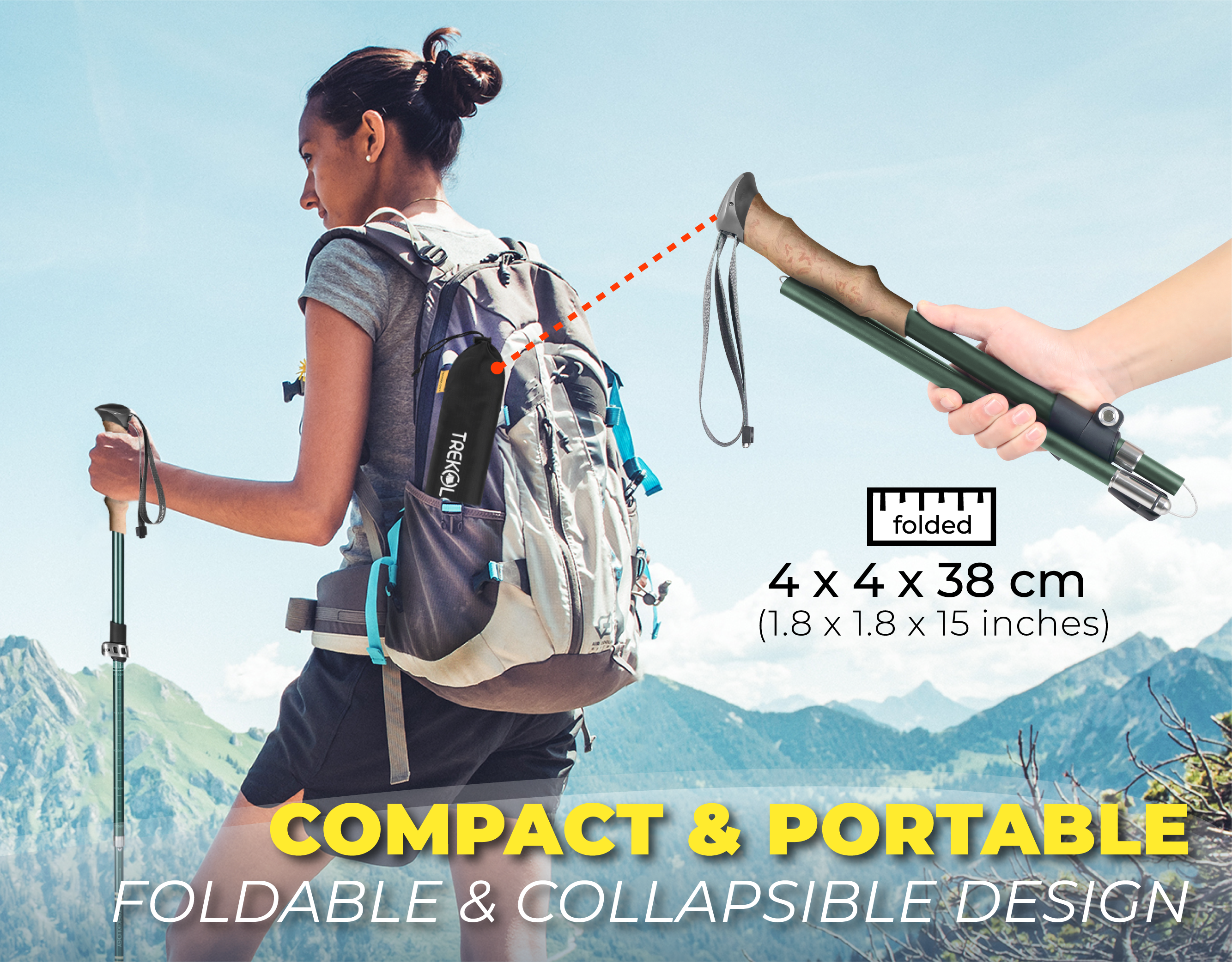 Novagoodes TREK-Z SE SET : FOLDABLE TREKKING HIKING POLE 2PCS (US)