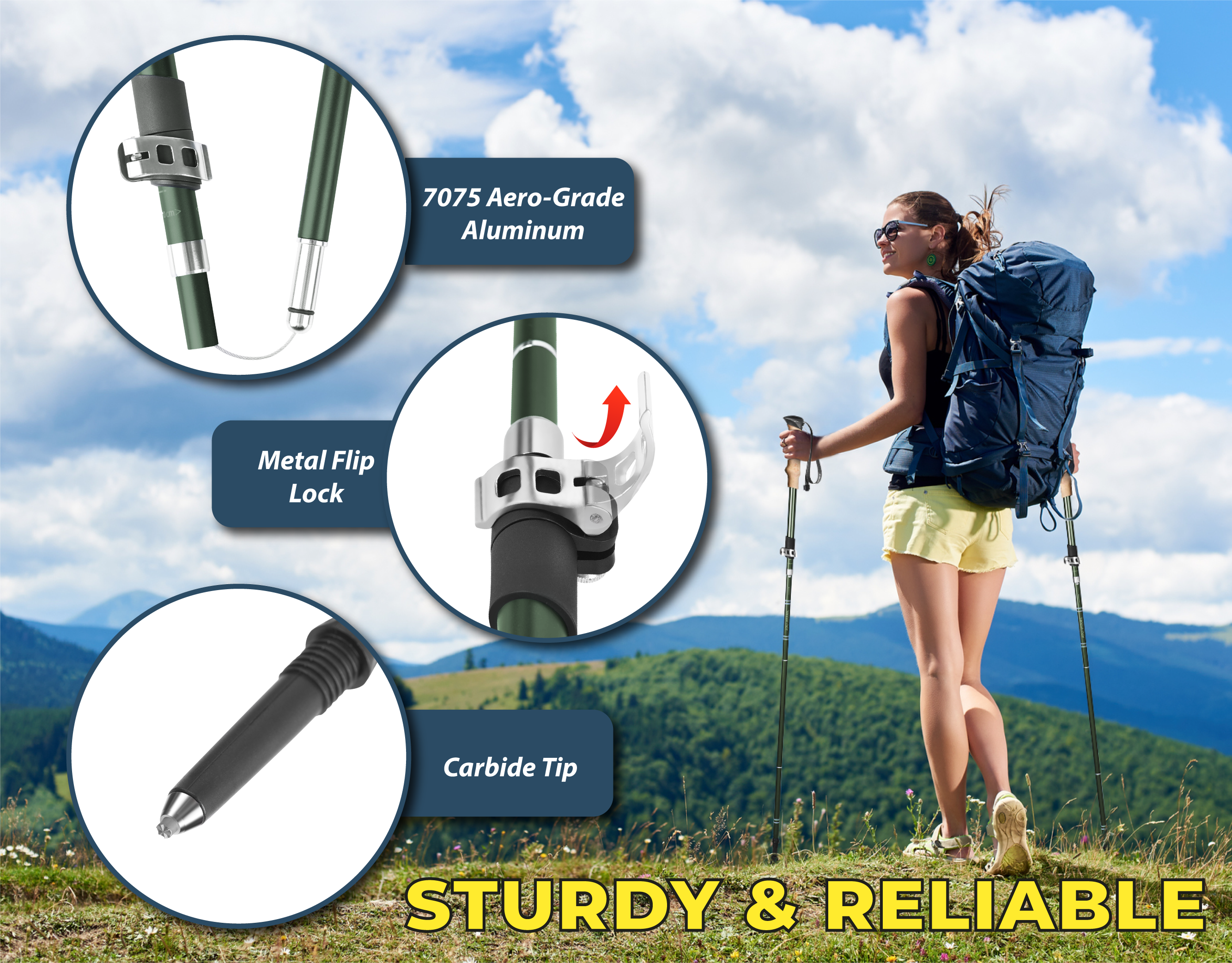 Novagoodes TREK-Z SE SET : FOLDABLE TREKKING HIKING POLE 2PCS (US)