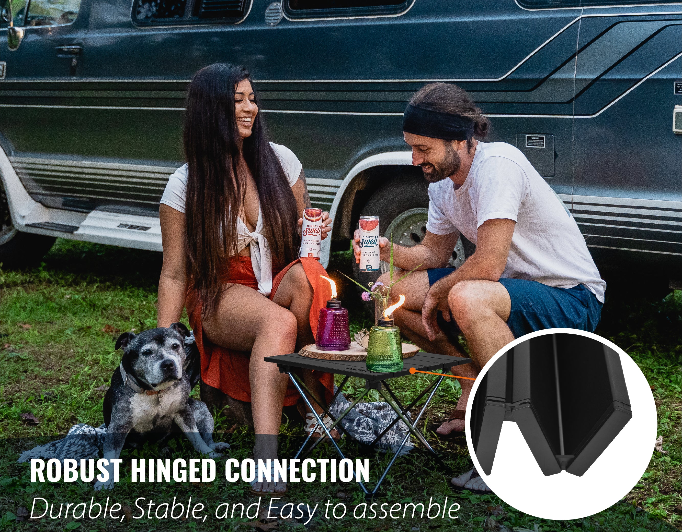 Novagoodes Foldable Aluminum Camping Table with Enforced Robust Hinged Connection. (US)