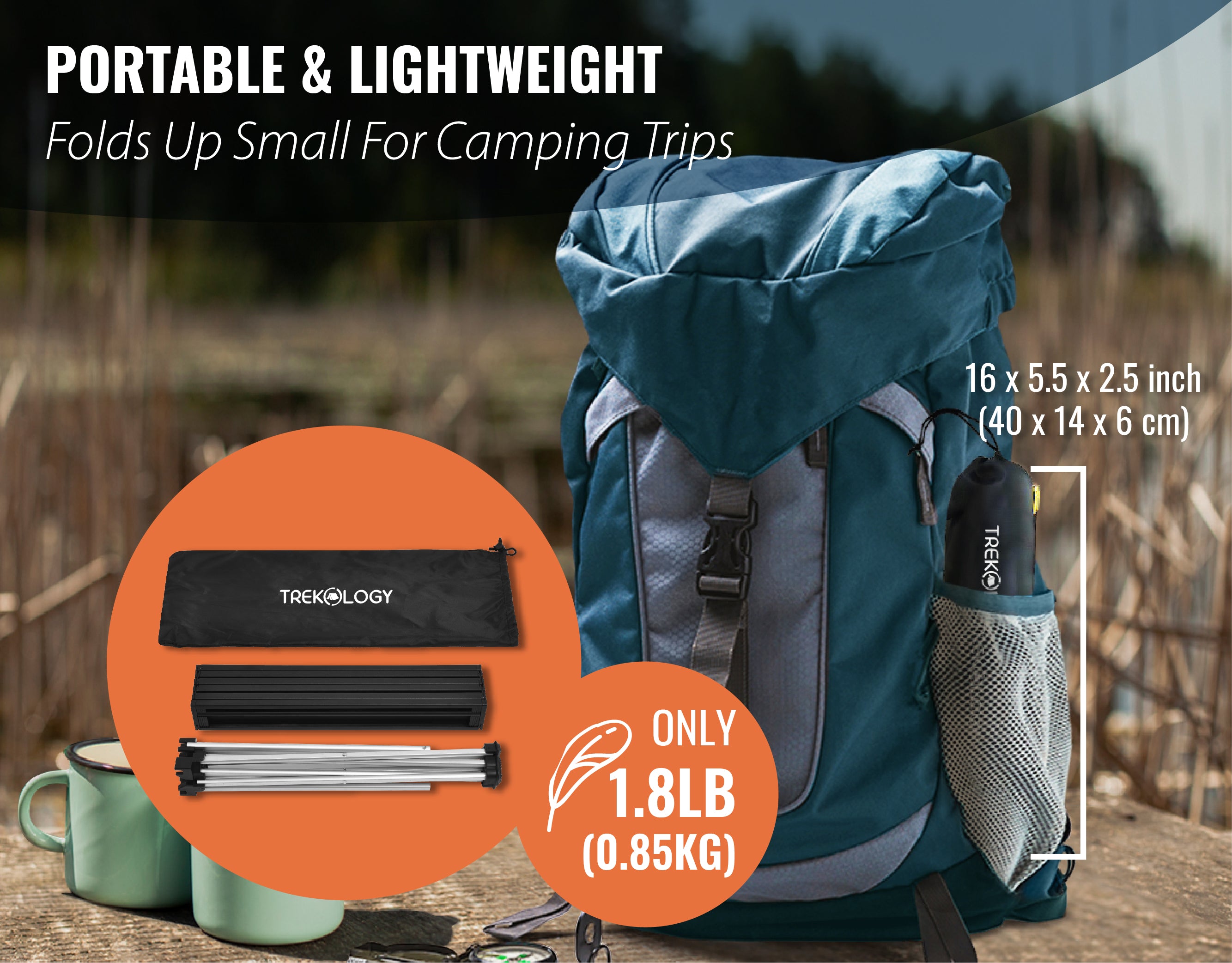Novagoodes Foldable Aluminum Camping Table with Enforced Robust Hinged Connection. (US)
