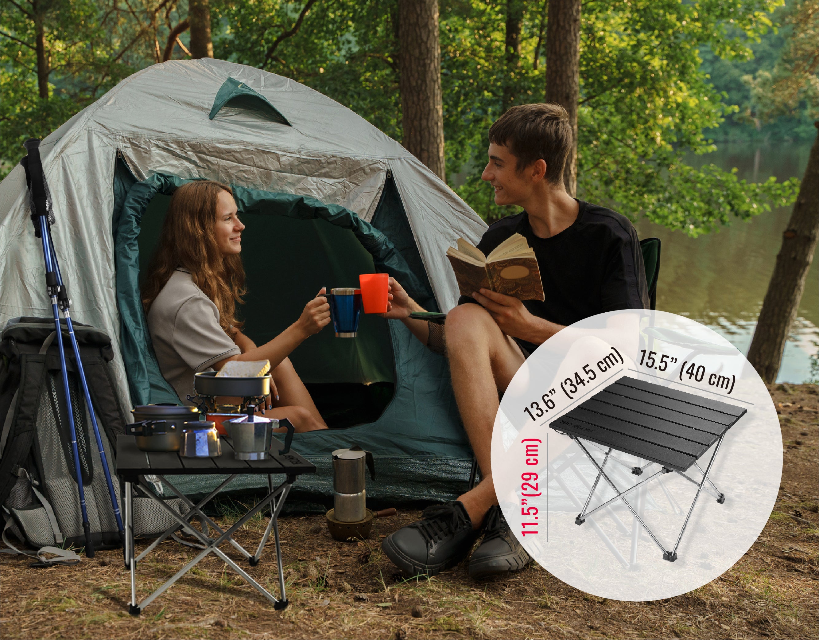 Novagoodes Foldable Aluminum Camping Table with Enforced Robust Hinged Connection. (US)