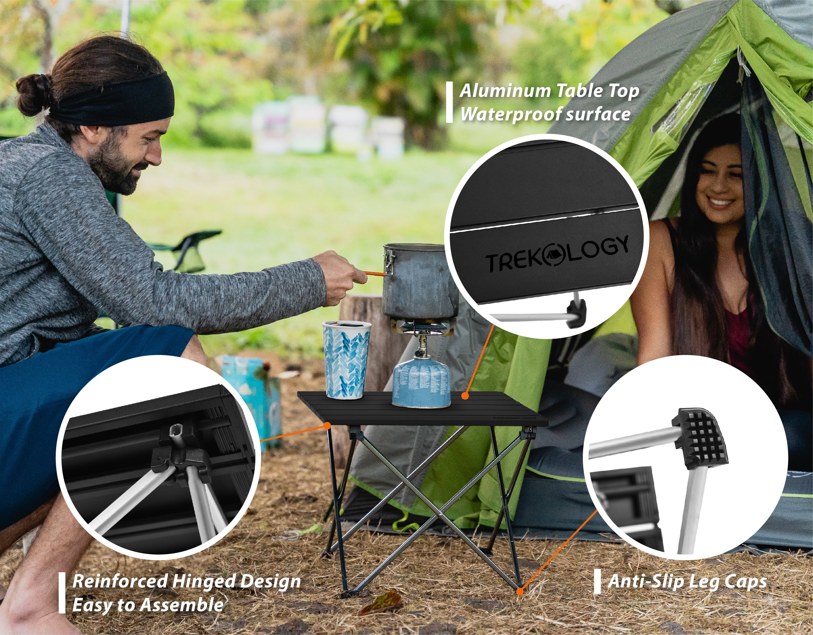 Novagoodes Foldable Aluminum Camping Table with Enforced Robust Hinged Connection. (US)
