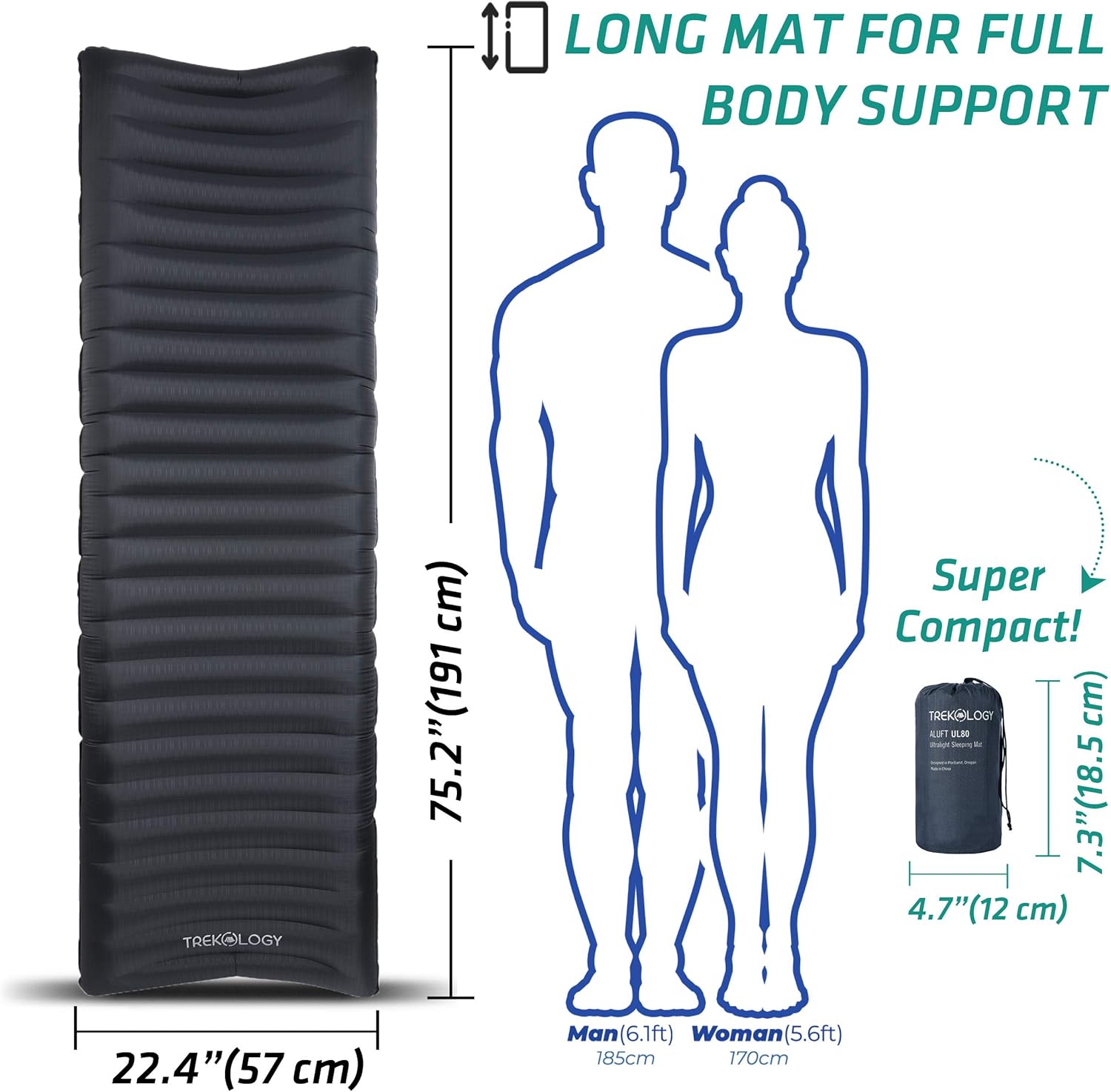 Novagoodes UL80 Inflatable Sleeping Pad with ALUFT Plus SE Pillow Set (US)