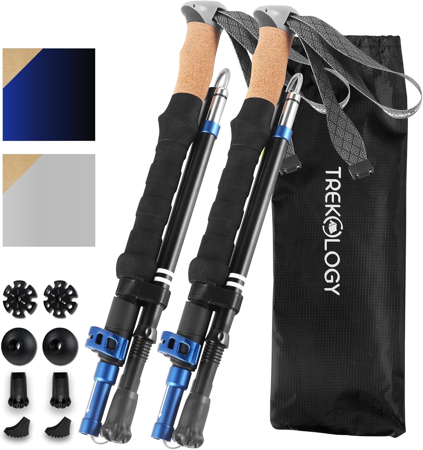 Novagoodes TREK-Z 2.0 Cork : Foldable Trekking Poles with Cork Handle (2pc/set) (US)