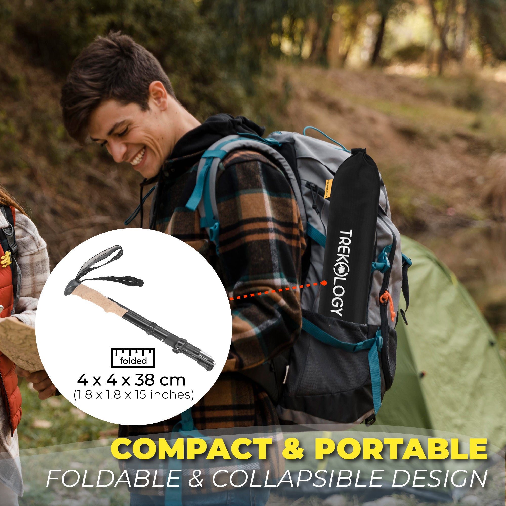 Novagoodes TREK-Z XE FOLDABLE TREKKING HIKING POLE SET 2PCS WITH 6 TIPS (US)