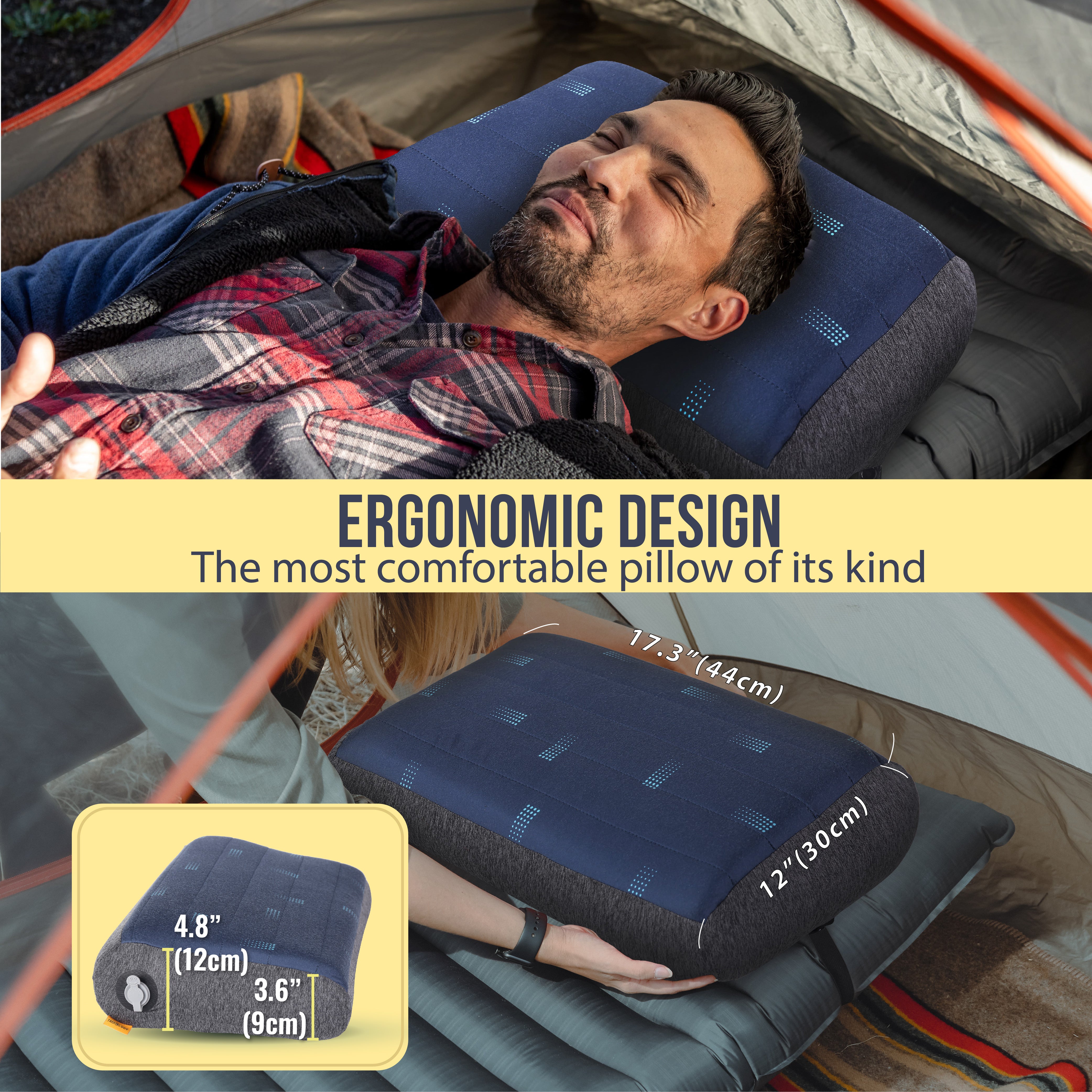 Novagoodes Aluft Pro SE Premium Inflatable Camping Pillow with Removable Foam-Padded (US)