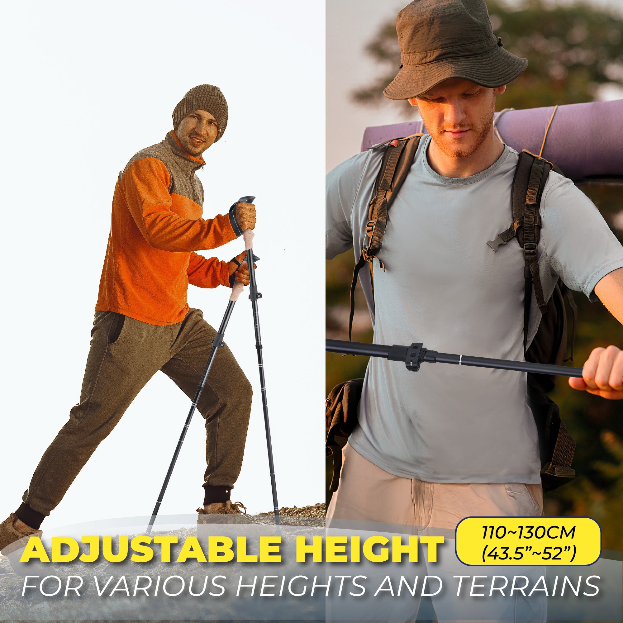 Novagoodes TREK-Z XE FOLDABLE TREKKING HIKING POLE SET 2PCS WITH 6 TIPS (US)