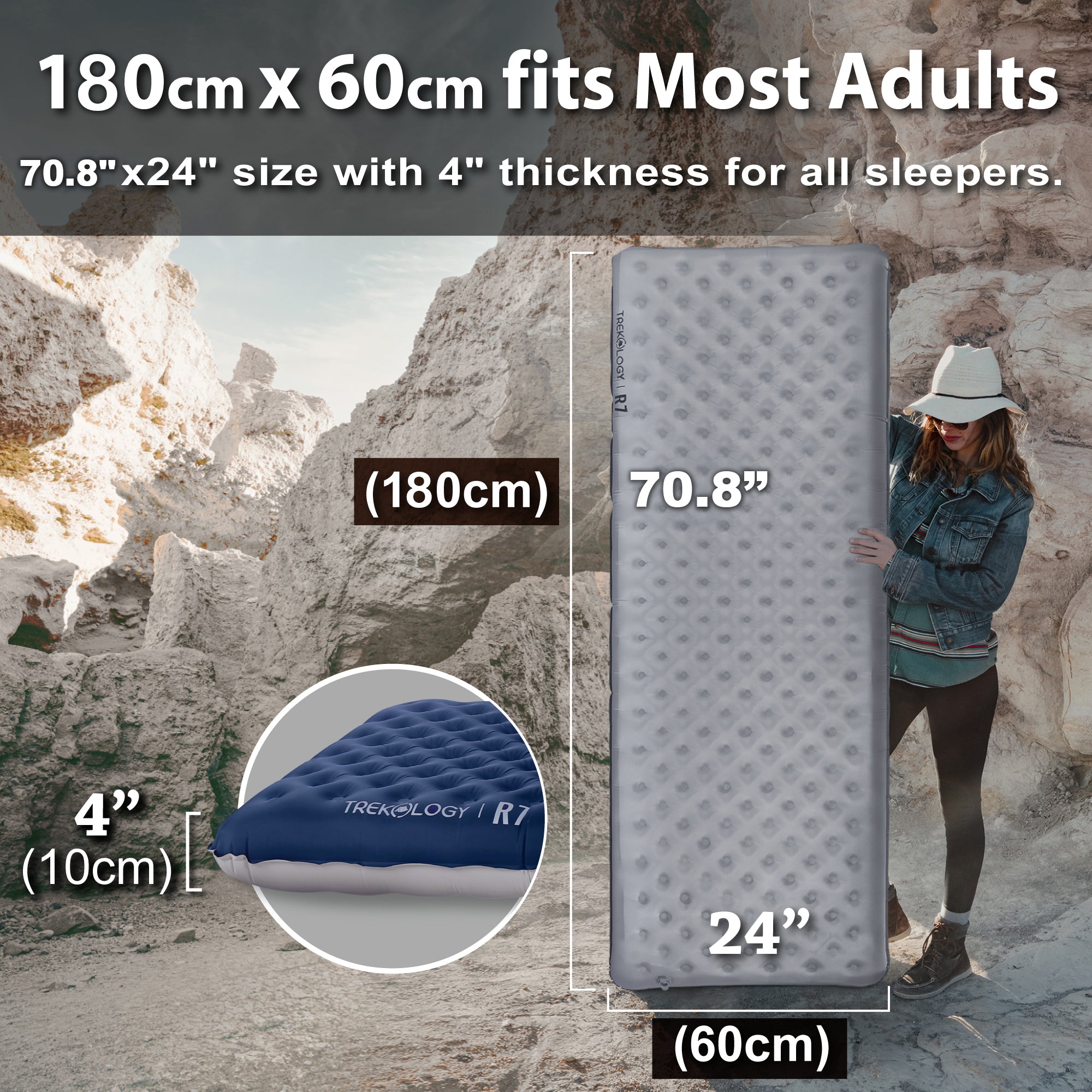 Novagoodes UL R7 Camping Sleeping Pad – 4" Thick, Ultra-Light, All-Season Mat (US)