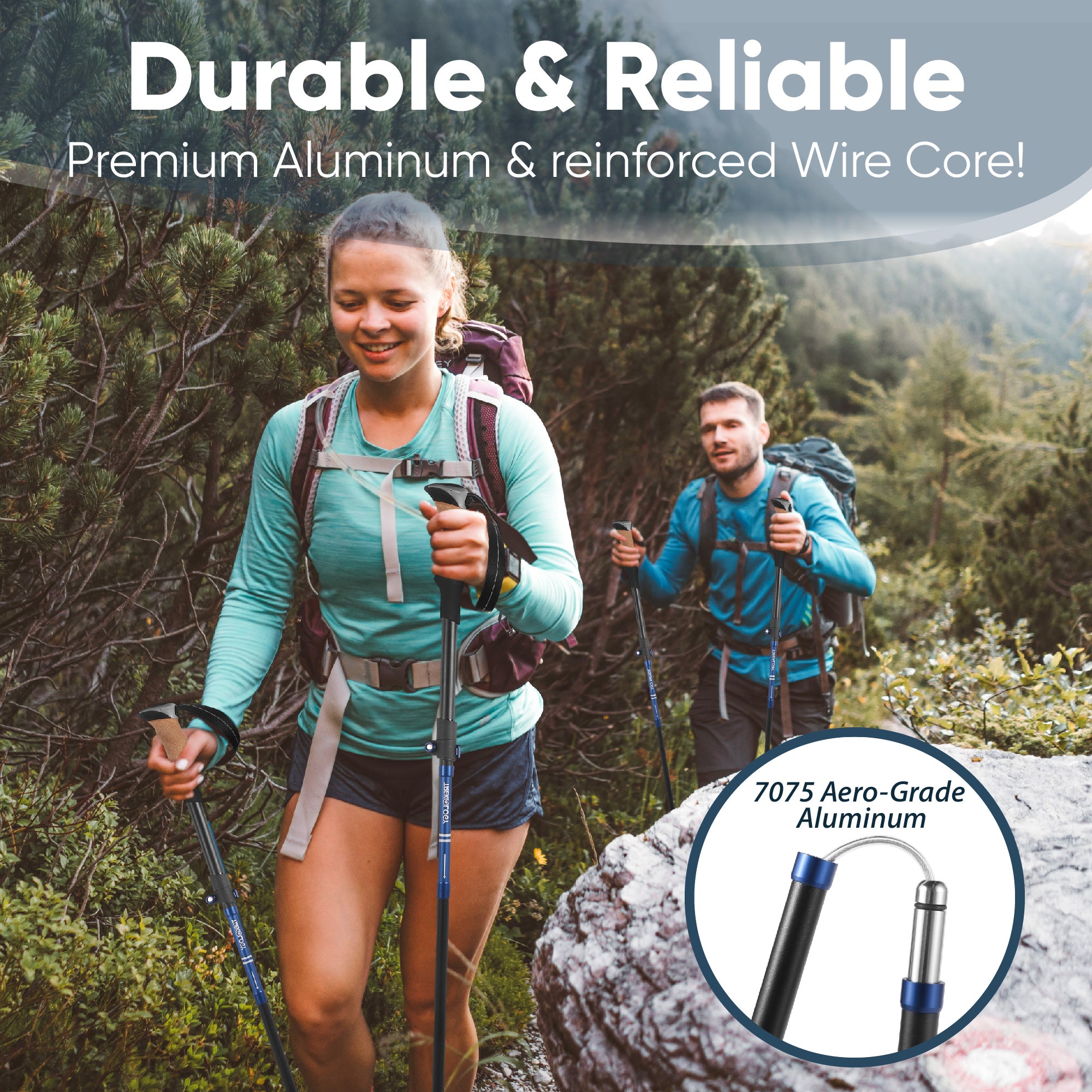 Novagoodes TREKZ Cork SE Foldable Trekking Poles with Cork Handle (2 Pole Package) (US)