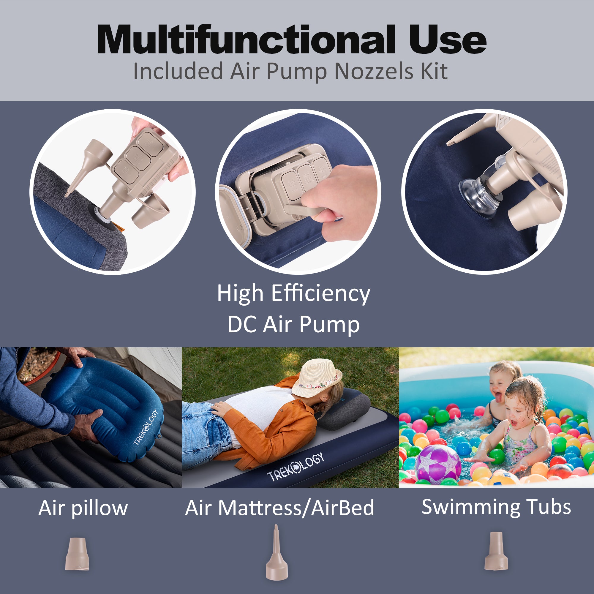 Novagoodes Quick-Inflating Portable Air Mattress with DC Pump for Camping (US)