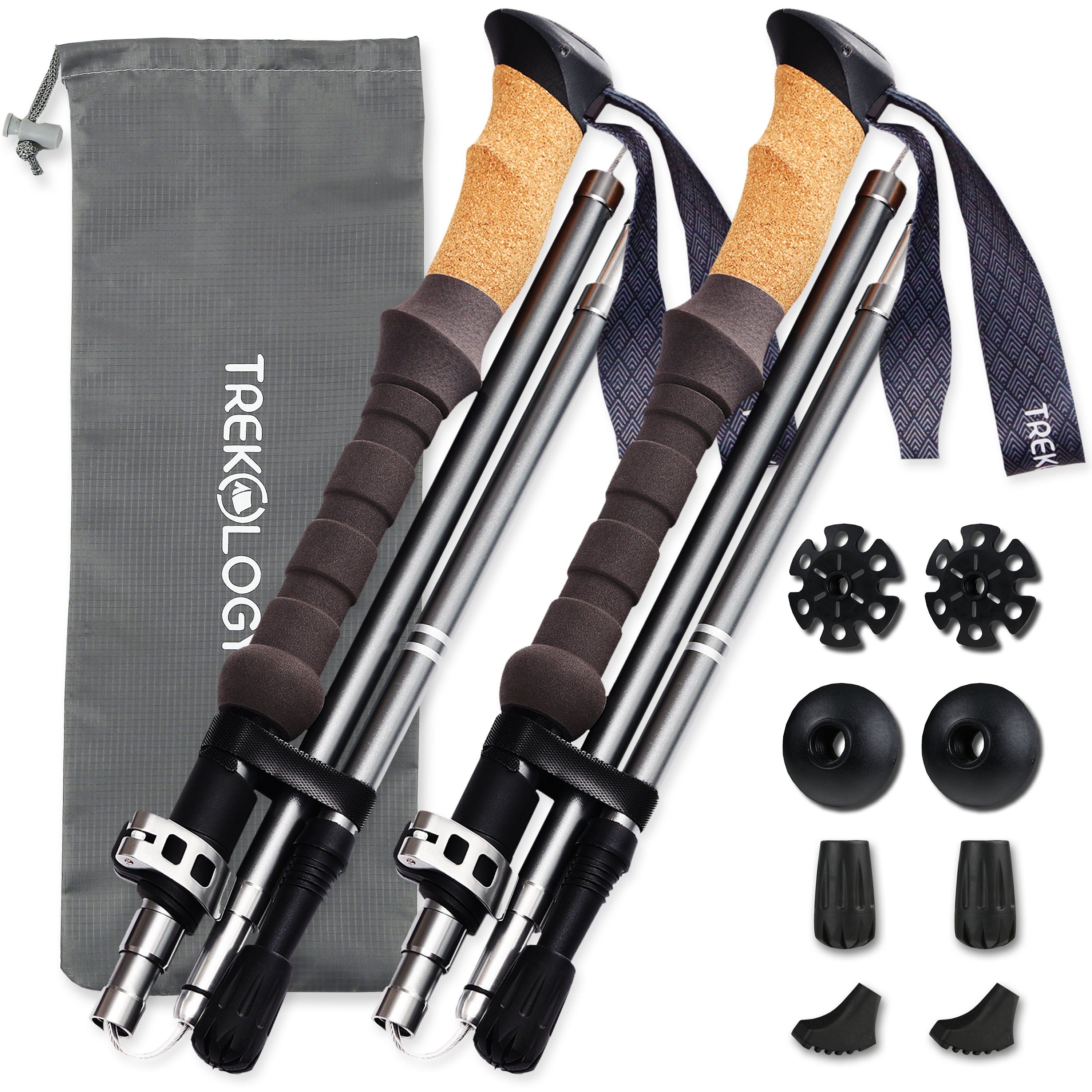 Novagoodes TREK-Z 2.0 Cork : Foldable Trekking Poles with Cork Handle (2pc/set) (US)